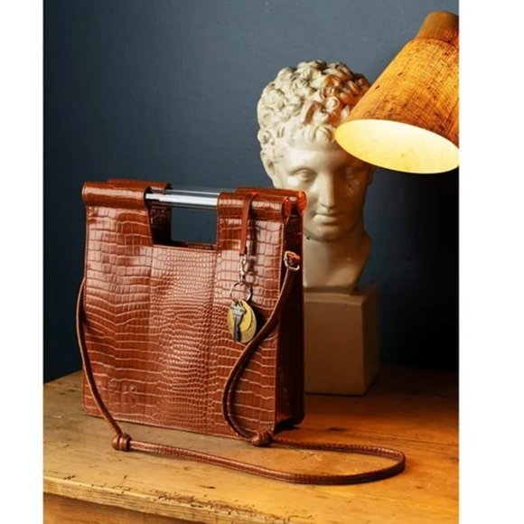 Beis The Crossbody in Cognac Croc - Picture 2 of 11